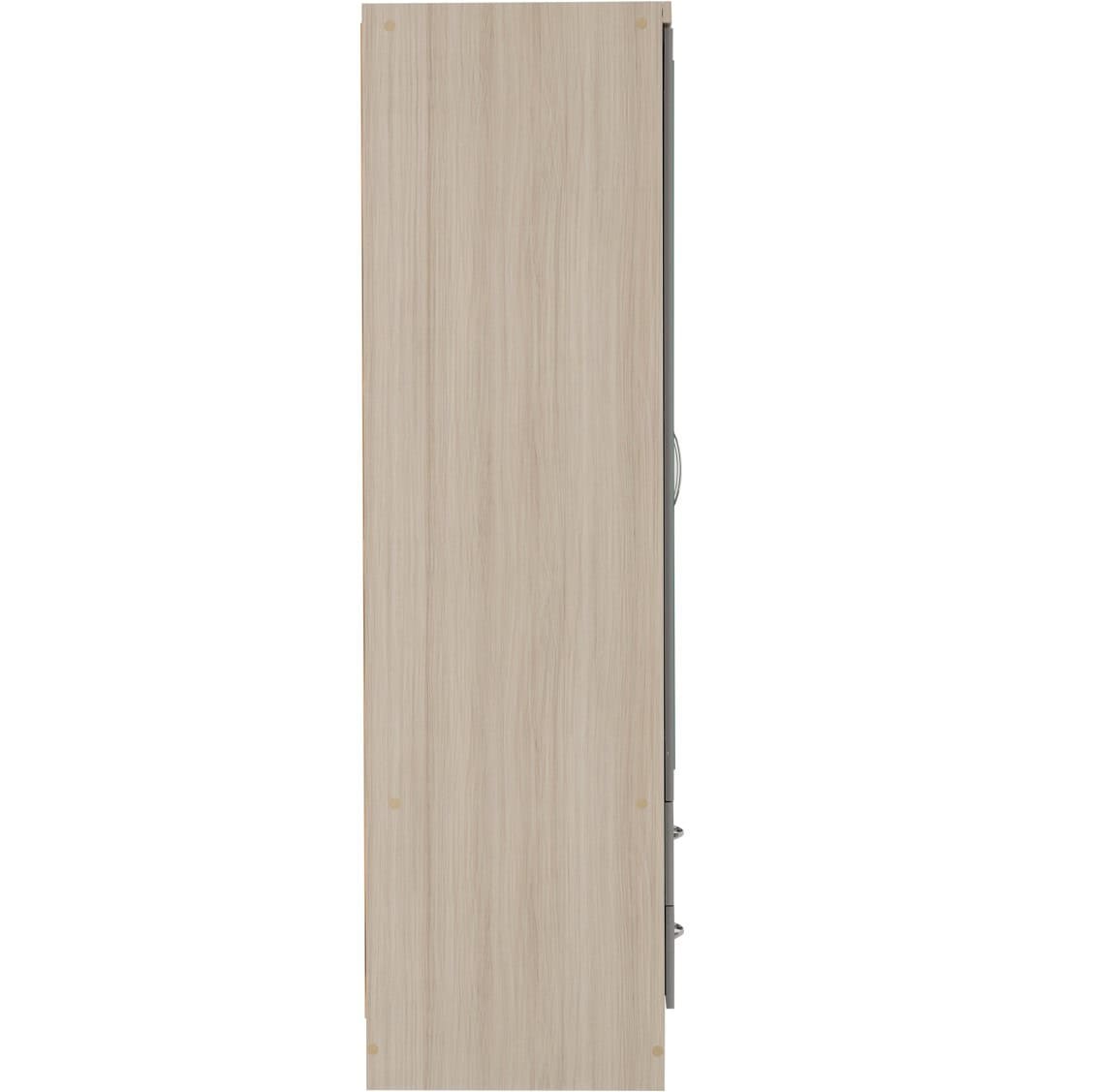 Nevada 3 Door 2 Drawer Mirrored Wardrobe - Grey & Light Oak - Image 5