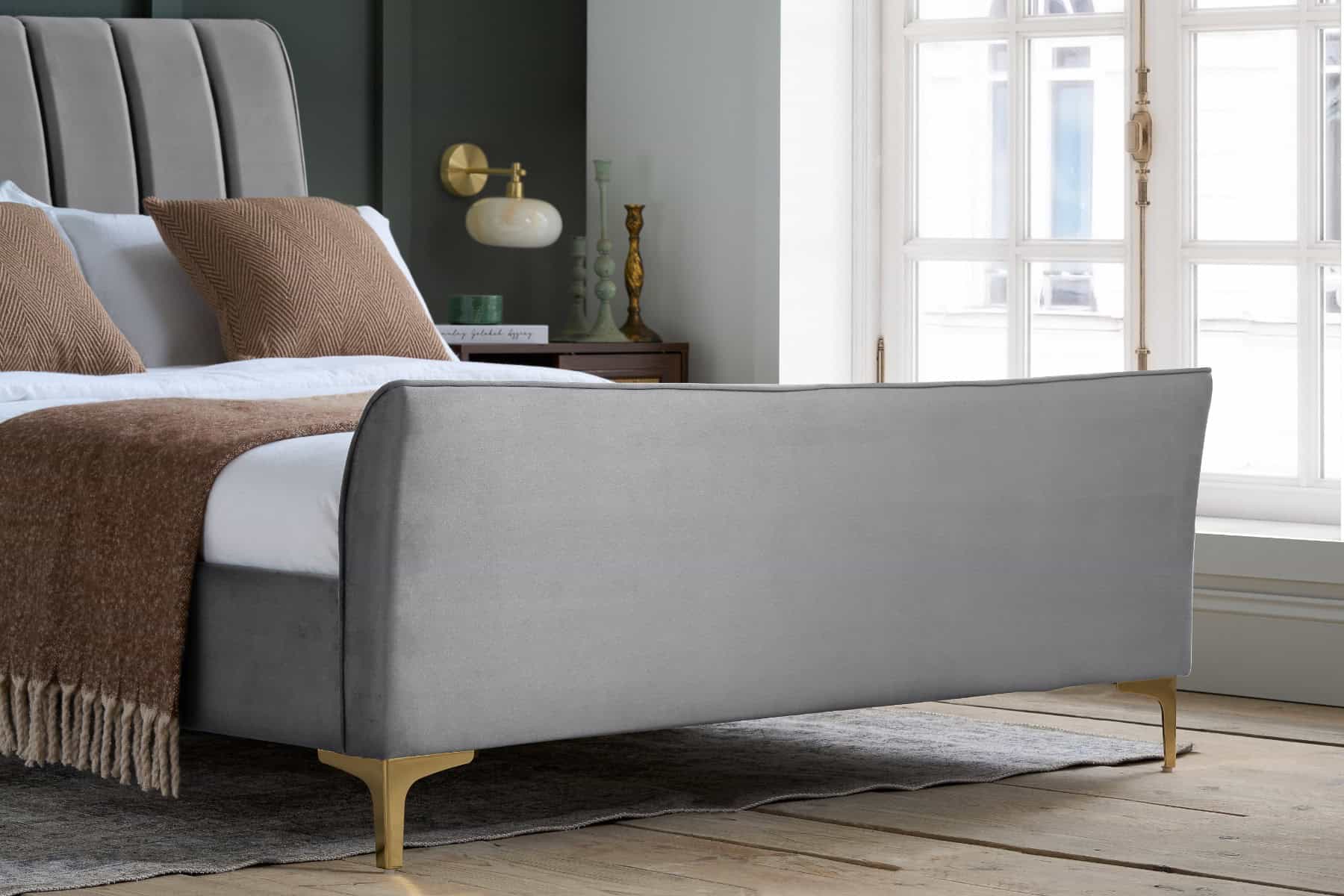 Clover 5ft Bed - Grey Velvet - Image 3