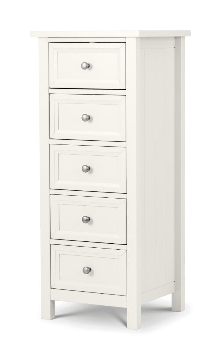 Braid 5 Drawer Tall Chest - Surf White | Buy Online | Beds.ie