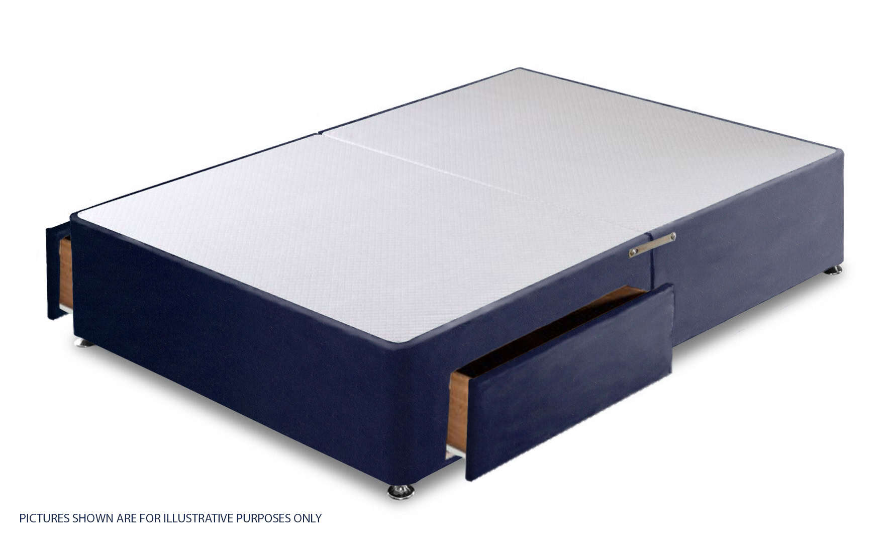 Apollo 3ft Velvet Navy Blue 2 Drawer Divan Base | Buy Online | Beds.ie