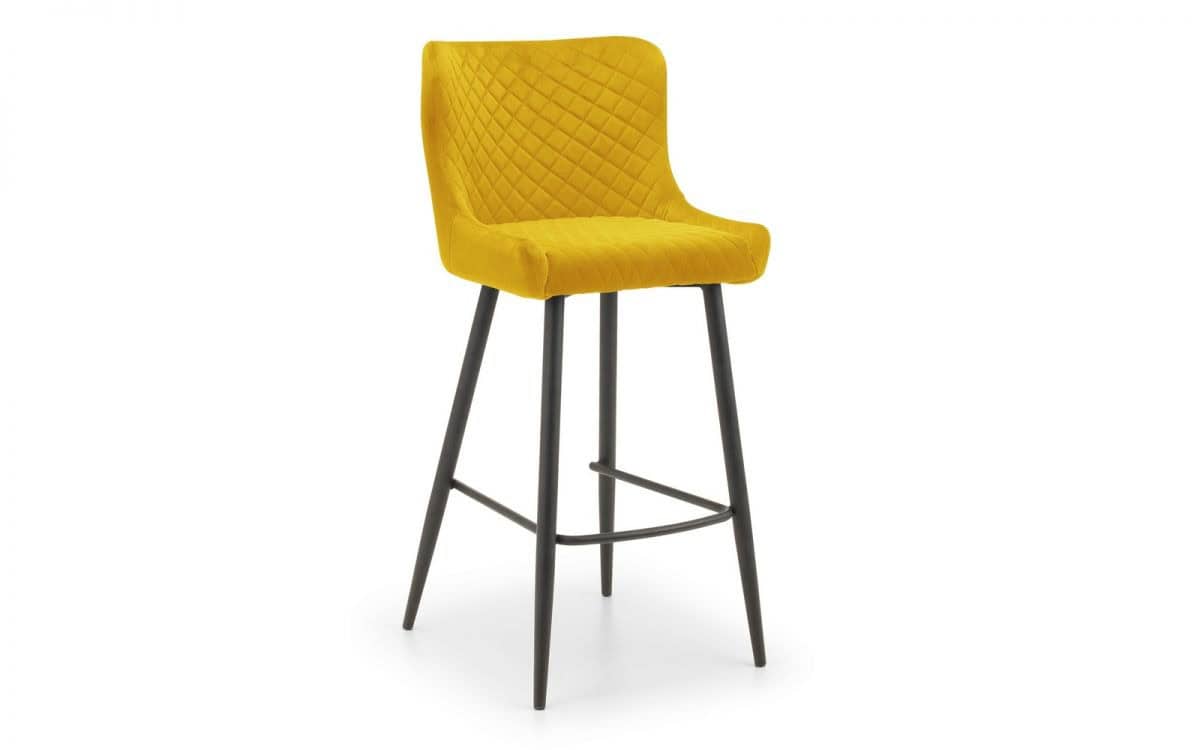 Watson Bar Stool - Mustard Velvet | Buy Online | Beds.ie