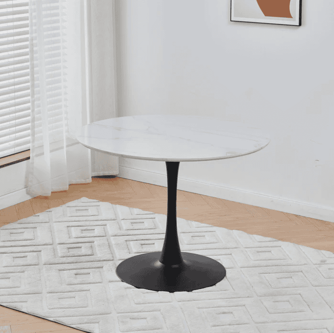 Brompton Round Dining Table - White Marble Effect | Buy Online | Beds.ie