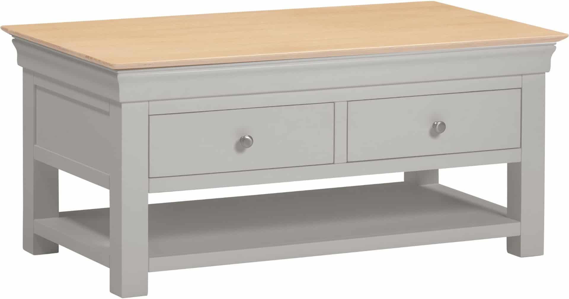 Bordeaux 2 Drawer Coffee Table - Pebble Grey | Buy Online | Beds.ie