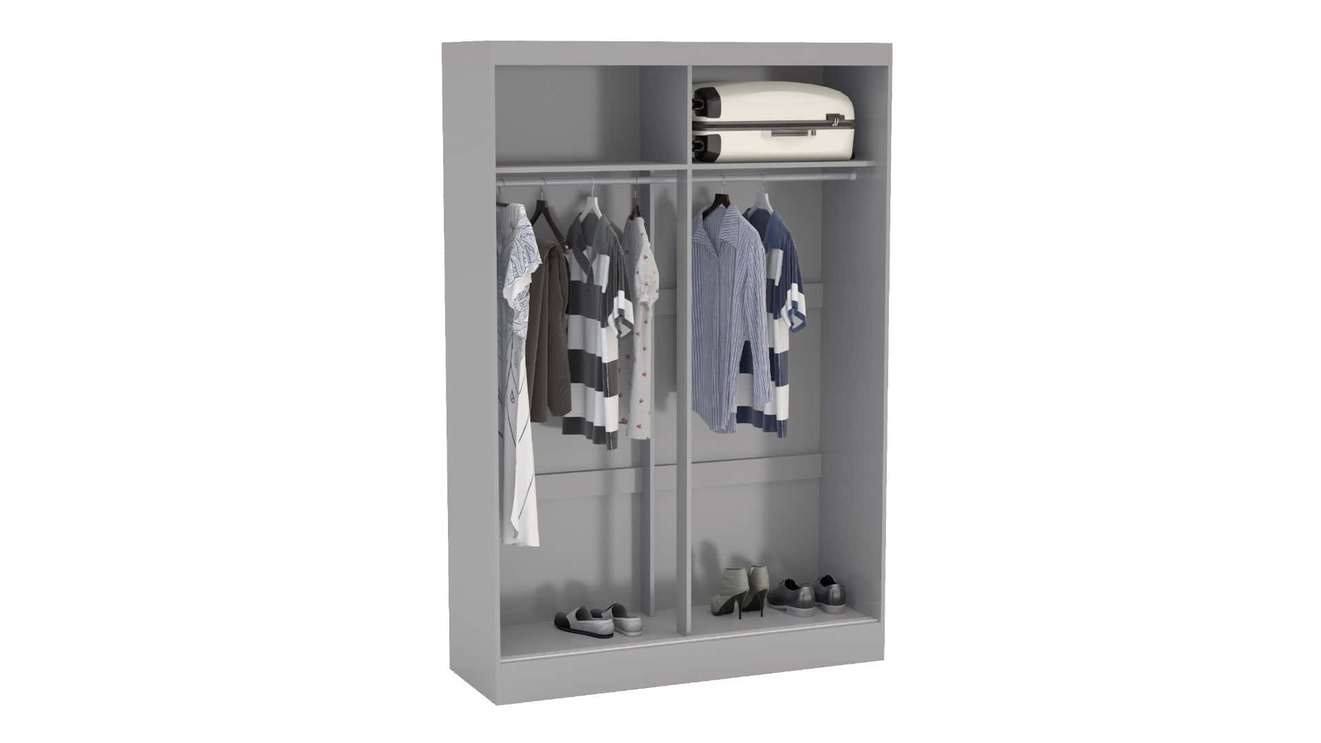 Lynx 2 Door Sliding Wardrobe With Mirror - Grey - Image 2