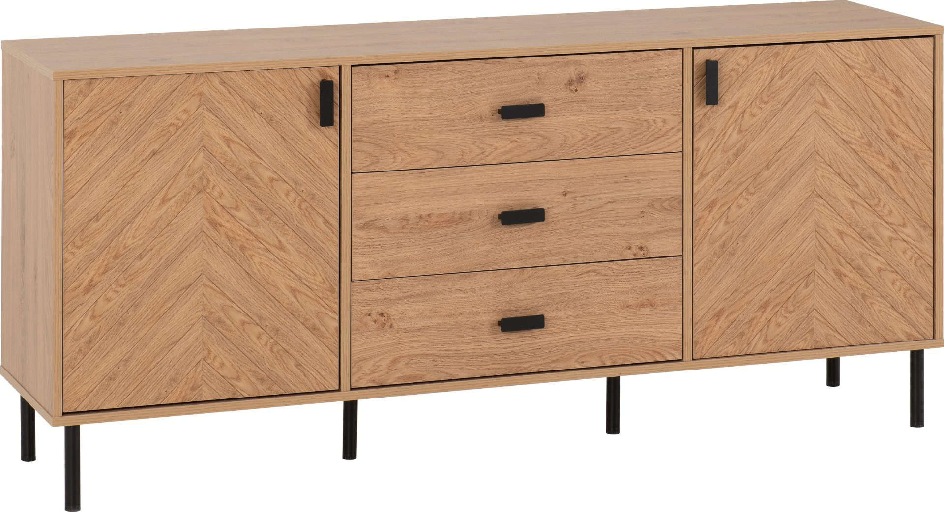 Leon 2 Door 3 Drawer Sideboard - Medium Oak Effect - Image 3