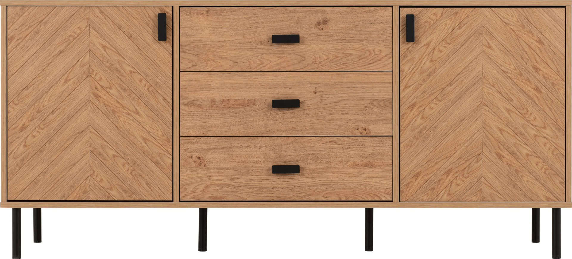 Leon 2 Door 3 Drawer Sideboard - Medium Oak Effect - Image 4