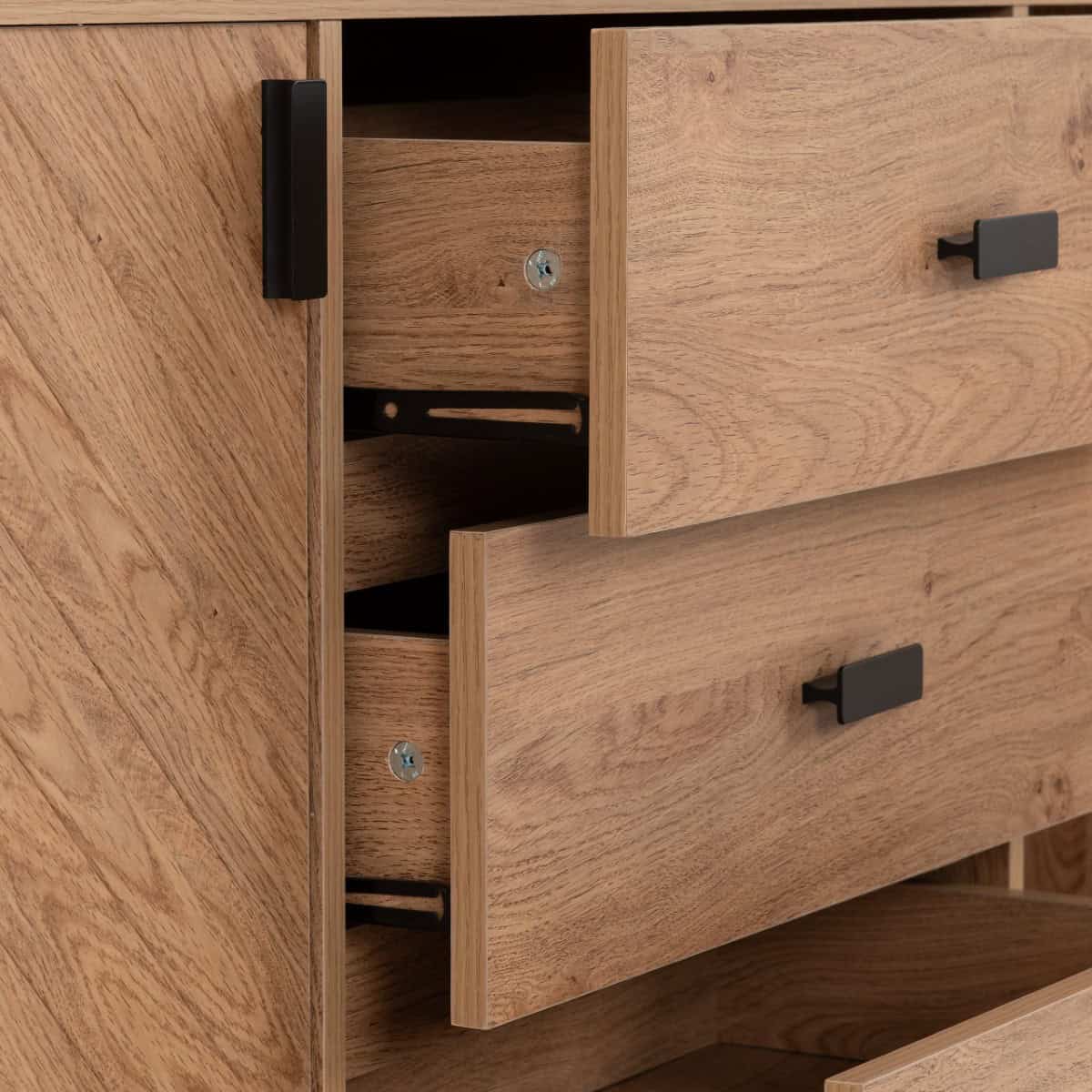 Leon 2 Door 3 Drawer Sideboard - Medium Oak Effect - Image 7