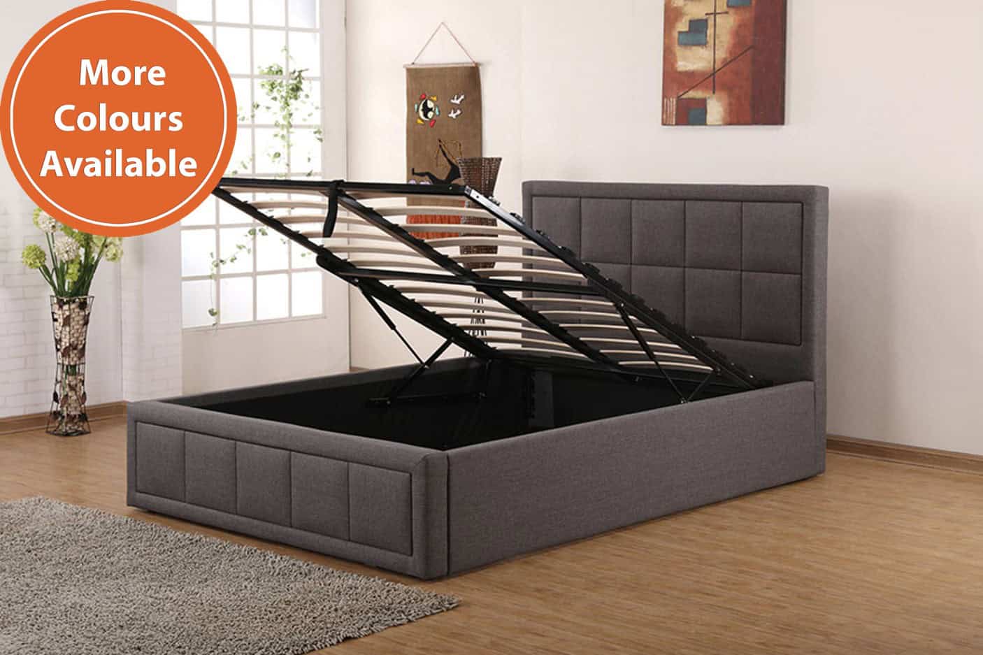 4ft Sia Ottoman Bedframe - Grey - Image 2