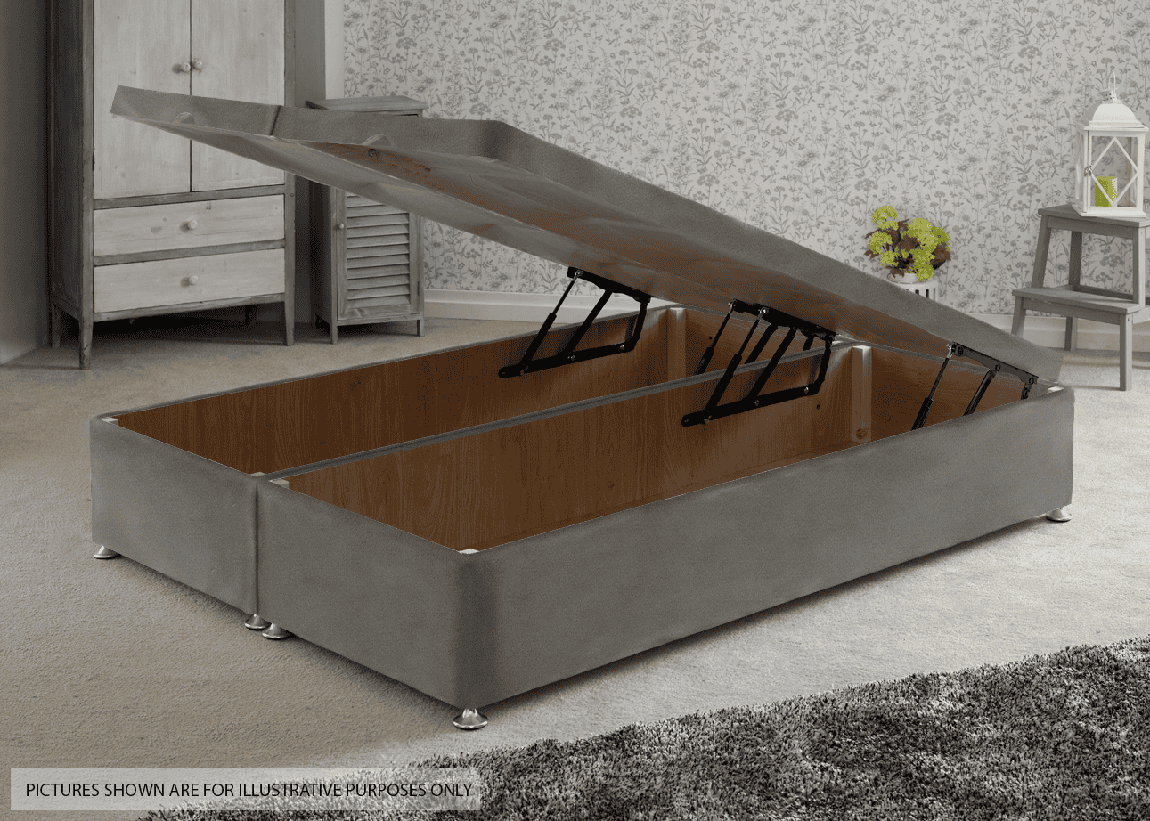Apollo 3ft Velvet Light Grey Front Opening Ottoman Base | Buy Online | Beds.ie