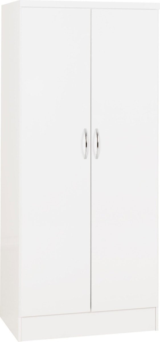 Nevada 2 Door All Hanging Wardrobe - White Gloss | Buy Online | Beds.ie