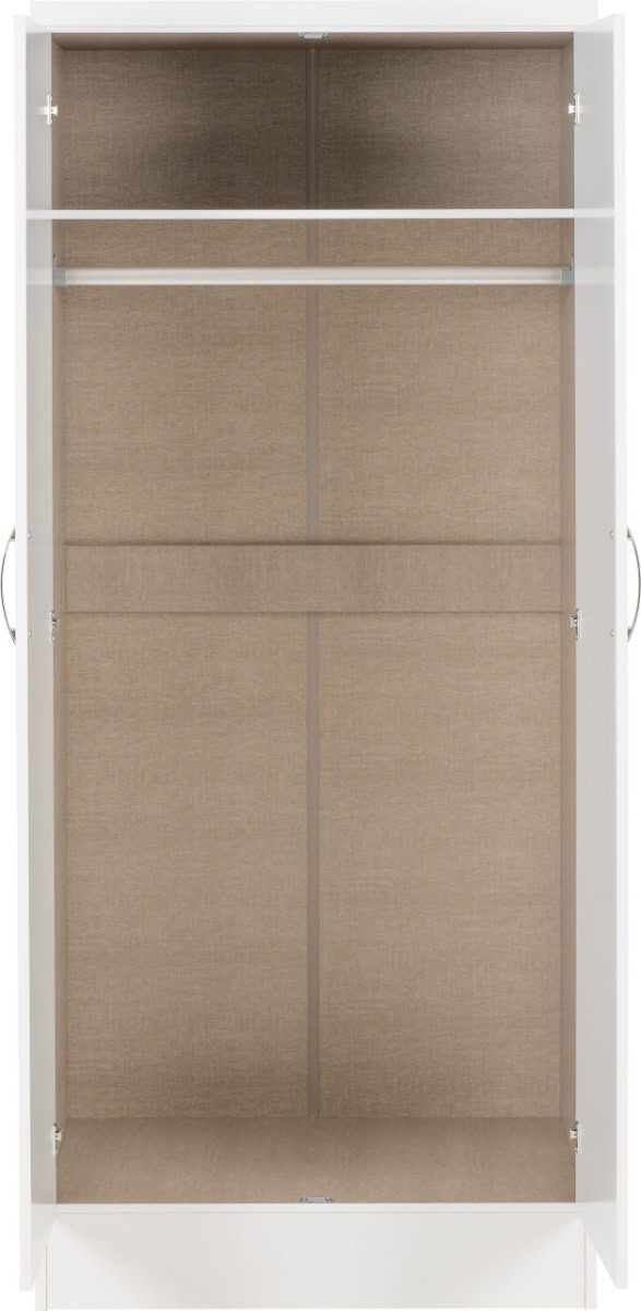 Nevada 2 Door All Hanging Wardrobe - White Gloss - Image 4