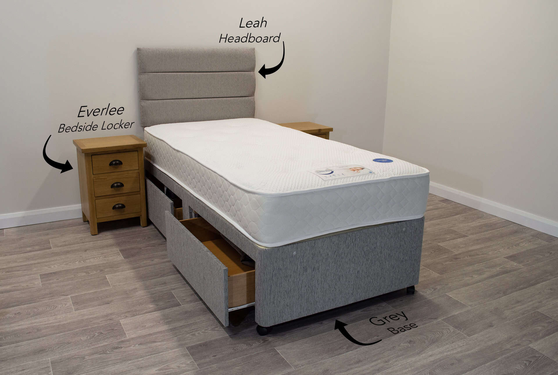 3ft Silver Dream Mattress with 2 FREE Drawers Base & Headboard - Image 2