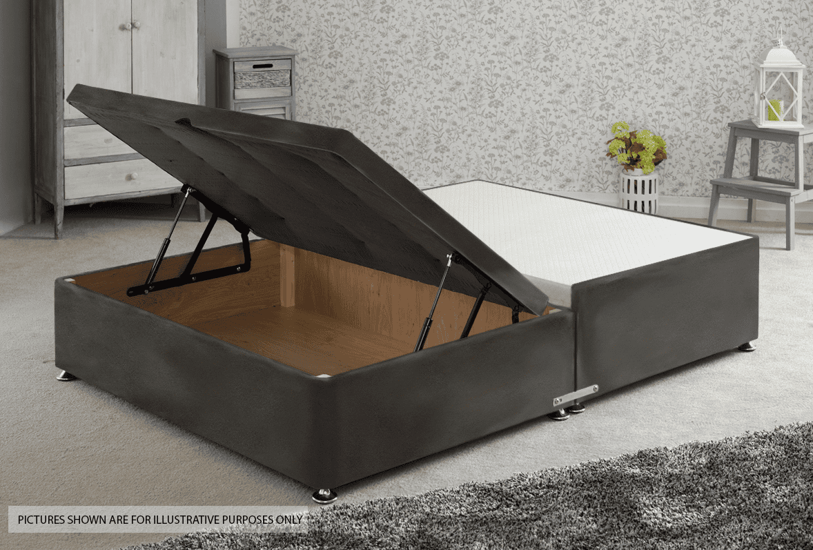 Apollo 4ft6 Velvet Dark Grey Jumbo Ottoman Base | Buy Online | Beds.ie