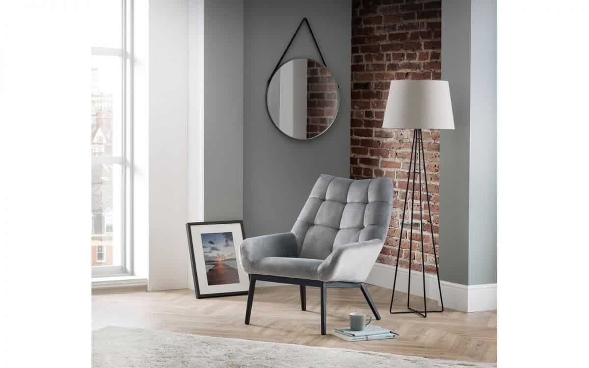Luciana Velvet Chair - Grey | Buy Online | Beds.ie