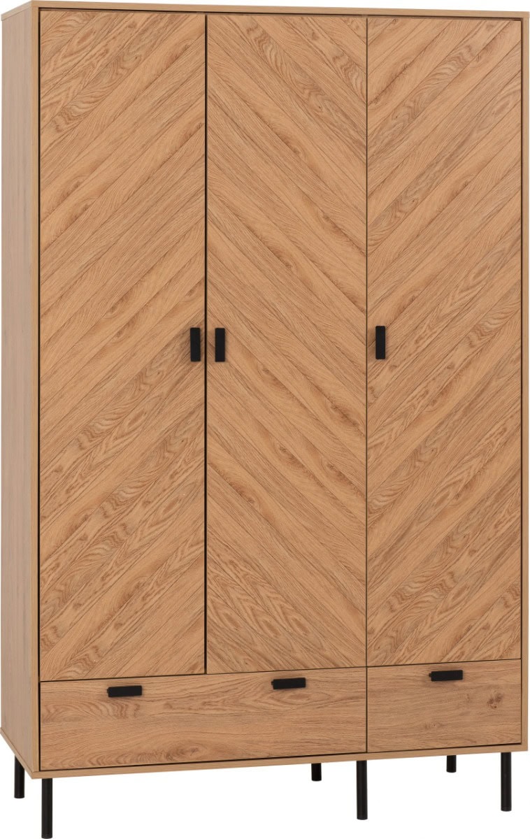 Leon 3 Door 2 Drawer Wardrobe - Medium Oak Effect - Image 3