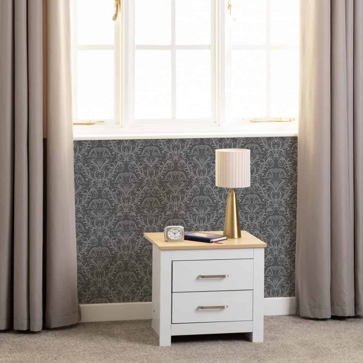 Portland 2 Drawer Bedside - White & Oak | Buy Online | Beds.ie