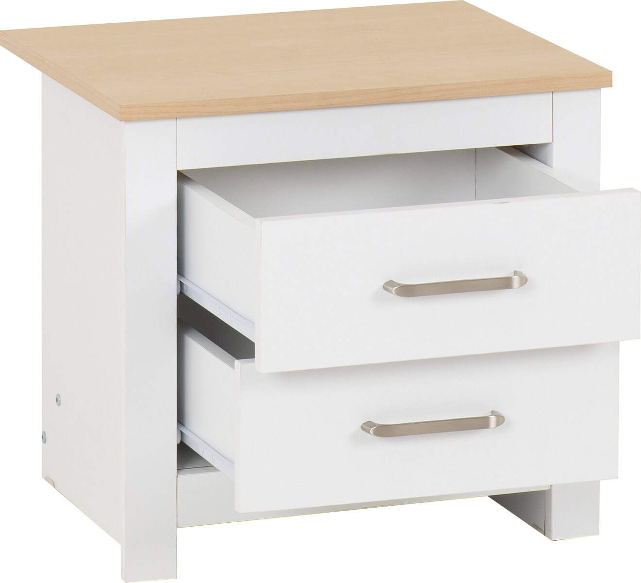 Portland 2 Drawer Bedside - White & Oak - Image 3