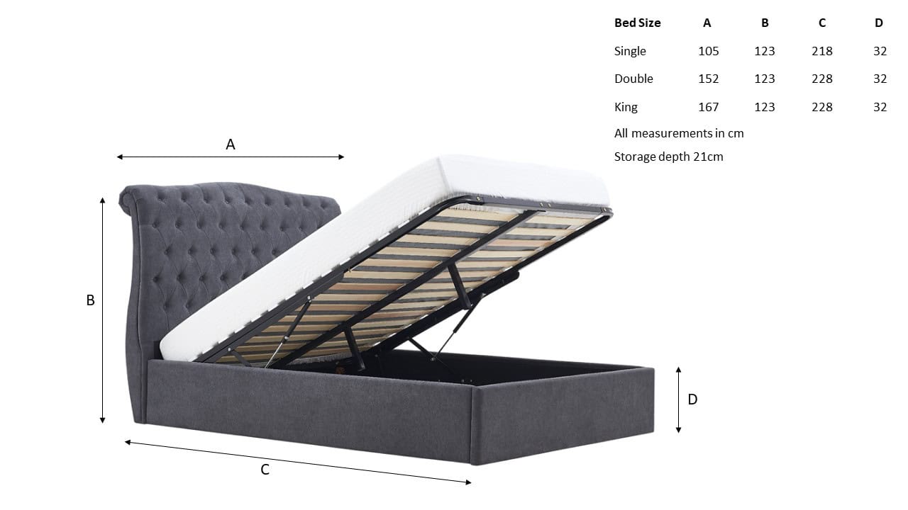 Limelight Rosa 4ft6 Ottoman - Dark Grey - Image 4