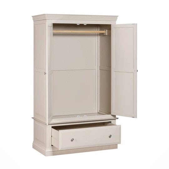 Monaco 2 Door 1 Drawer Wardrobe - Off White - Image 2