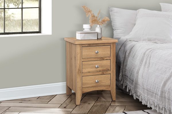 Hampstead 3 Drawer Bedside - Oak | Buy Online | Beds.ie