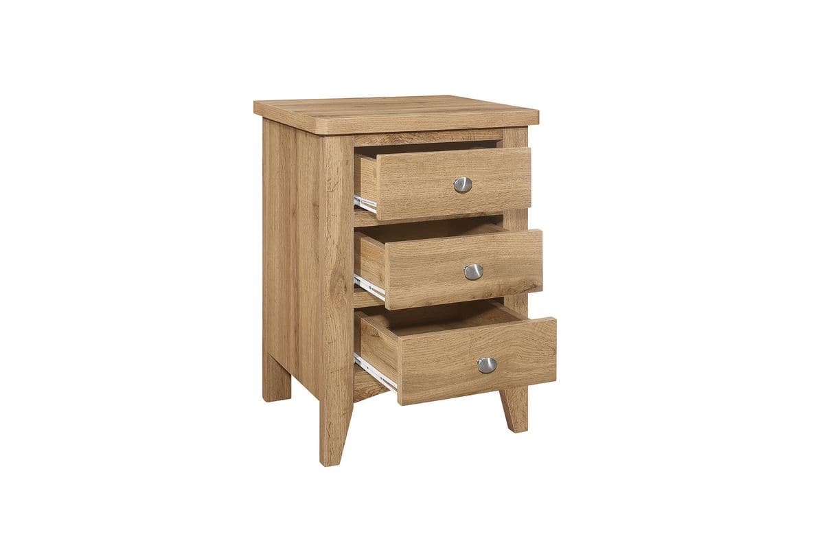 Hampstead 3 Drawer Bedside - Oak - Image 3