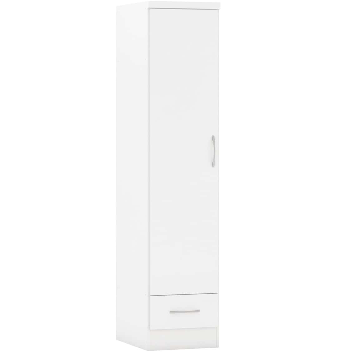 Nevada 1 Door 1 Drawer Wardrobe - White Gloss - Image 2