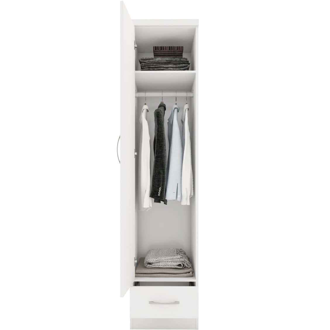 Nevada 1 Door 1 Drawer Wardrobe - White Gloss - Image 3