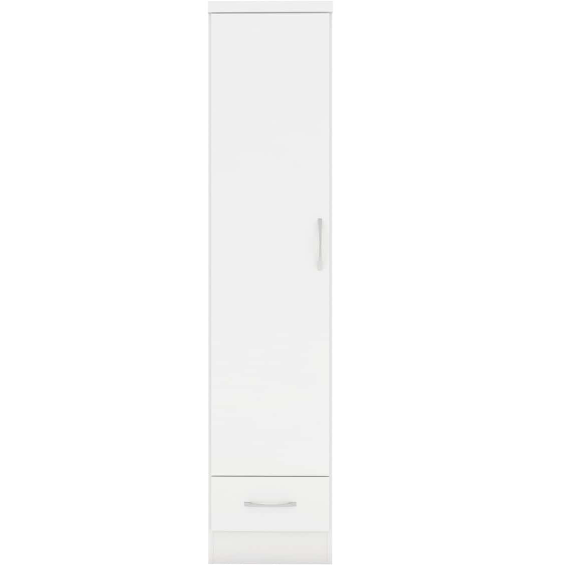 Nevada 1 Door 1 Drawer Wardrobe - White Gloss - Image 5
