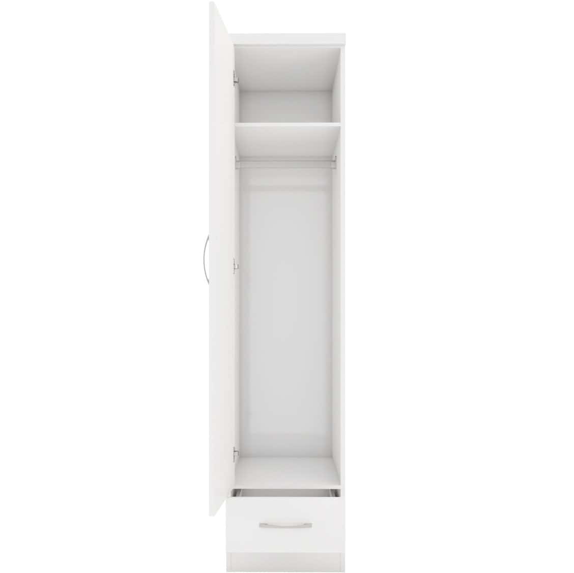 Nevada 1 Door 1 Drawer Wardrobe - White Gloss - Image 6
